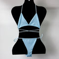 S573 Soft Crystal Glitter Shiny Bikini Swimwear Summer Soft Fabric Beach Set With Bling Diamonds