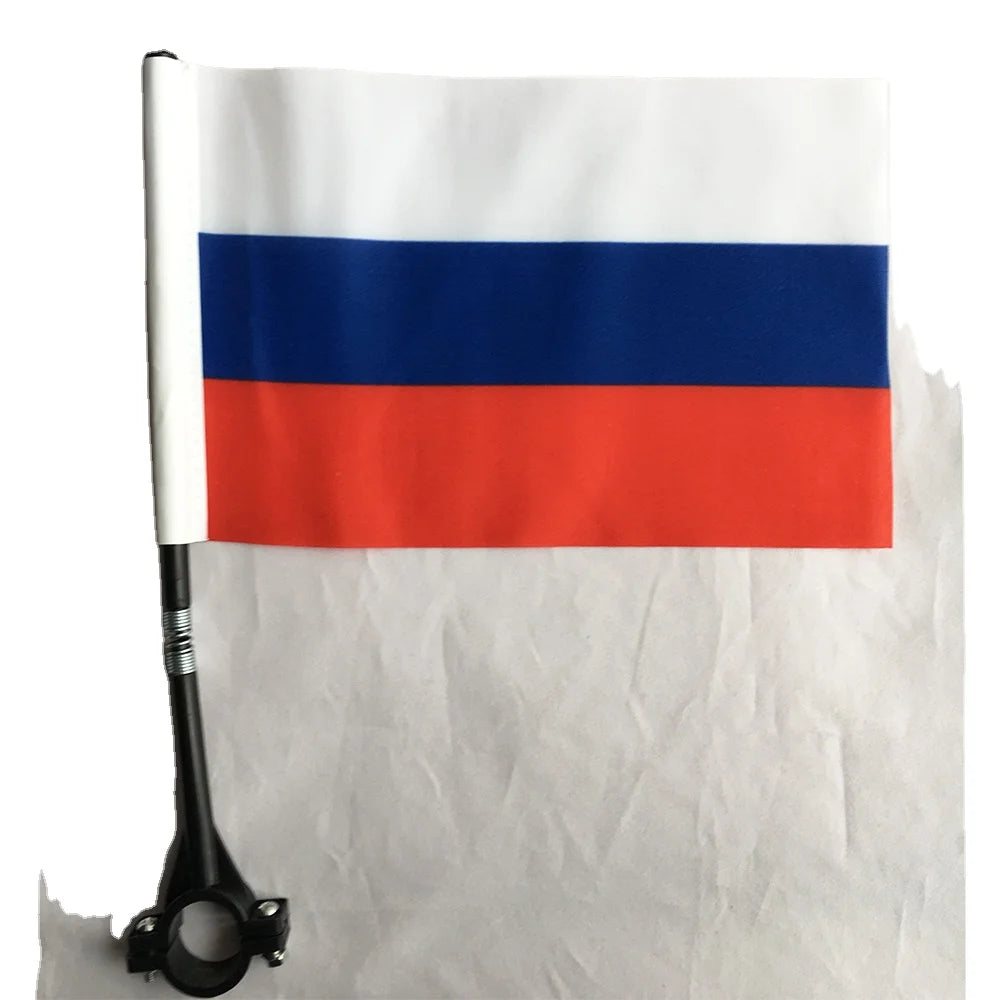 Wholesale Cheap Bicycle Flag National Flags Polyester Handlebar Russia Flag  For Outdoor Cycling Decoration