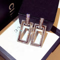 Wholesale Long Geometric Square Crystal Rhinestone Pendant Dinner Jewelry Fashion Accessories Earrings for Women