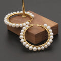 Stainless Steel Jewelry Wholesale Tiny Small Freshwater Pearl Hoop Drop Fashion Earrings 2025