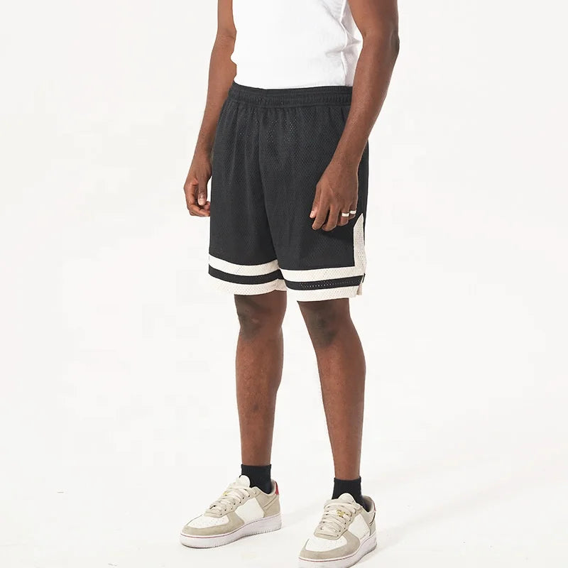 Wholesale 240GSM Summer RainBow Spray Basketball Shorts Casual 100% Polyester Quick Drying Street Mesh Design Elastic Waist