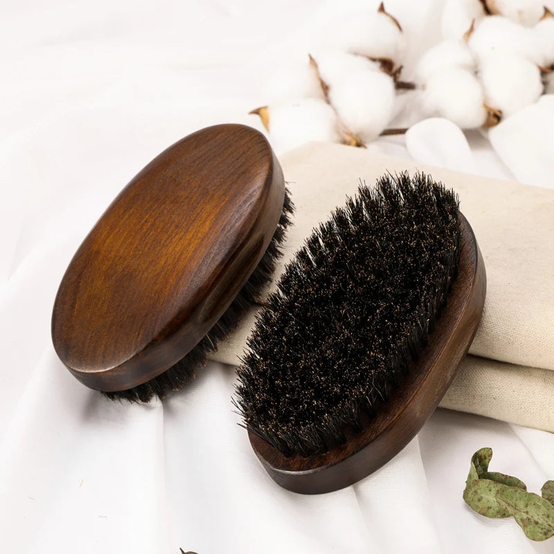 Factory Supply Archaize Color Wooden Handle Beard Brush Comb with 100% Pure Boar Bristle Shaving Brush for Men Mustache Grooming