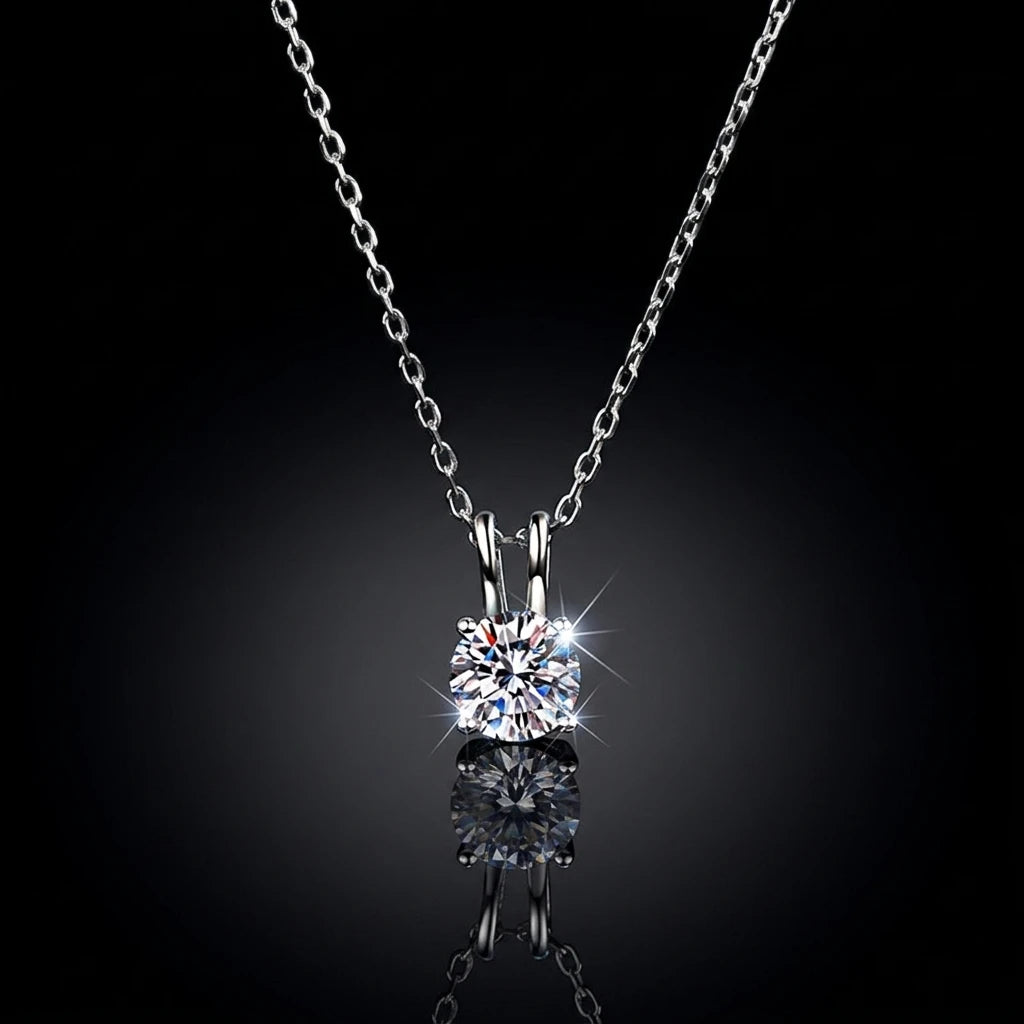 Korean Version of the Simple Classic Four Claws GRA Moissanite Pendant S925 Sterling Silver Necklace for Women Gift