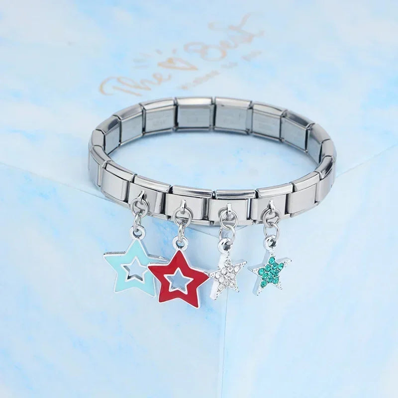 Hapiship Wholesale Italian Charm Bracelets Women Star Stainless Steel Bracelet Wholesale DJ433