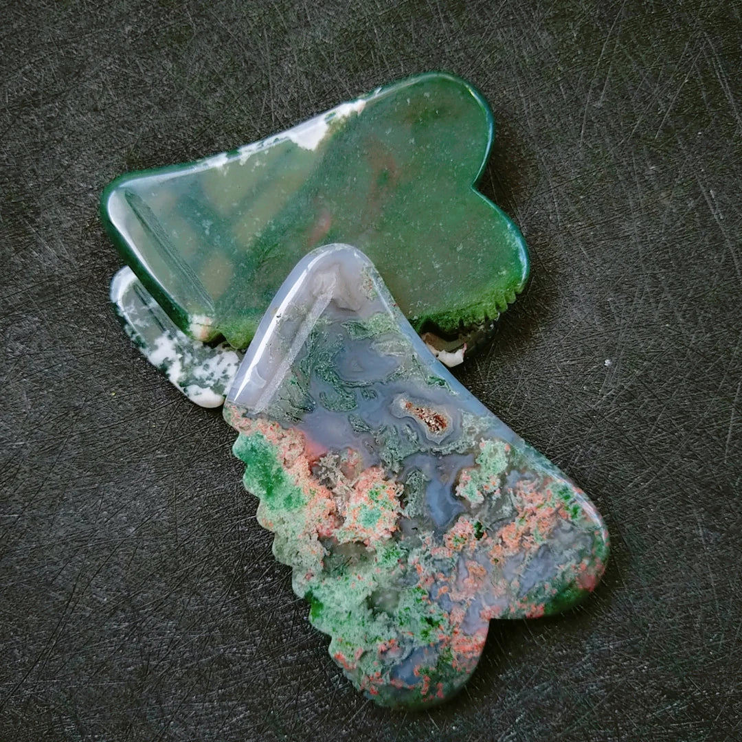 2025 Gua Sha Massage Tools Gua Sha Tools of Multi-ShapesSquare shaped moss agate Guasha Scraping Massage Tools for Face and Body