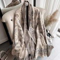 Lady's Winter Warm Soft Flower Pattern Pashmina Shawl Scarf