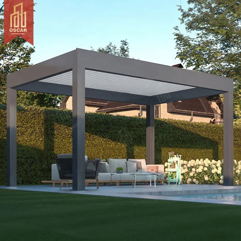 Multi-Functional Outdoor Pergola for Patio Deck Backyard Garden Gazebo in Uk Aluminum Alloy Pergola With Retractable Roof Canopy