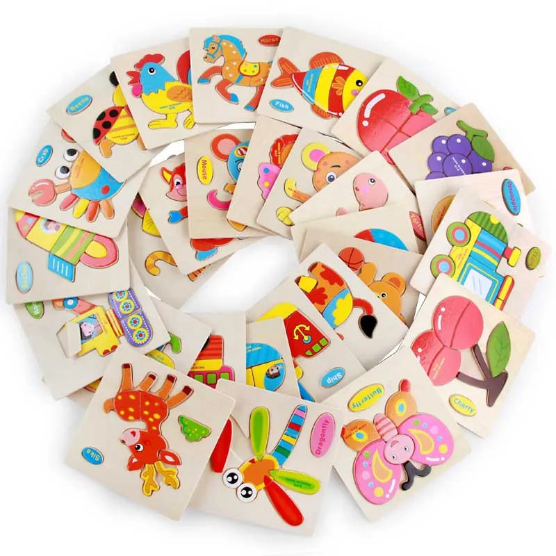 Children's Wooden Toys Animal Traffic Jigsaw Puzzles 3D Puzzle Kids Early Other Educational Toys for 3-6 Years Old