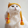Wholesale Funny Knitting Pet Dog Cat Ear Knit Cap with Braided Pigtail