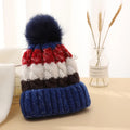Custom logo Ladies Head Warmer Fleece Winter Girls Pompom Knitted Beanie Hat