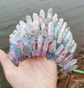 DIY Fashion healing stones angel aura quartz loose bead headband tiaras natural crystal points column comb for women girls healing crystals