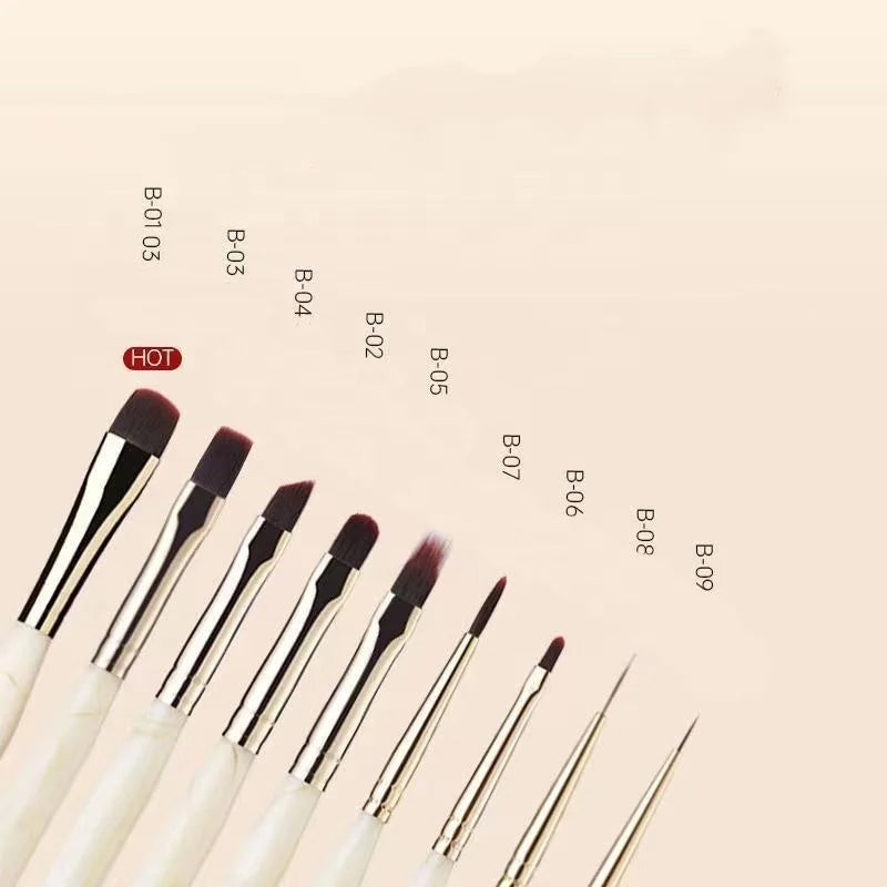 Cream-coloured Nylon Drawing UV Gel Polish Painting Brush Nail Art Brush Detailer Painting Pen for Manicures Beauty Liner