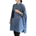 Boutique Wholesale 2026 Autumn New Korean Version Literature Loose Collar Splice Patch Striped Denim Women's Shirt