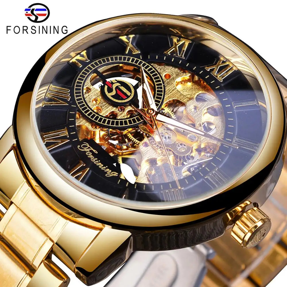 2022 New Forsining Watches Luxury Skeleton Mechanical Men Wristwatch Waterproof Sport Men Stainless Steel Clock Relogio Masculi
