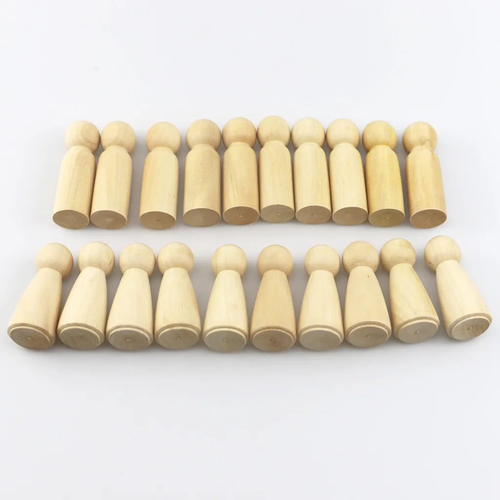 20 Pcs Wholesale Wooden Peg Doll Set of 20 Unfinished Dolls for DIY Craft Projects and Creative Decorations Dropshipping