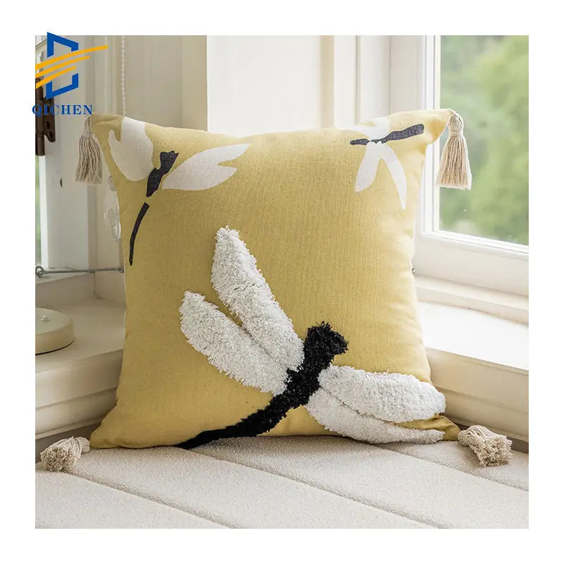 Innermor 2024 Print Throw Pillow Case 45x45cm Home Decorative Fringe Tufted Cushion Cover