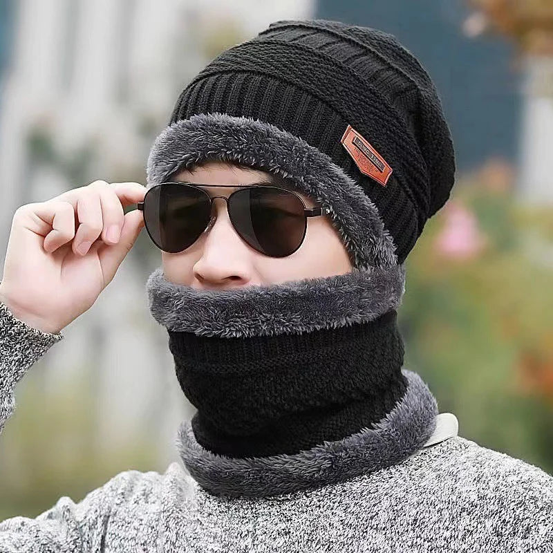Winter Outdoor Riding Hat and Scarf Set for Men and Women Warm Velvet Neck Cap Coral Fleece Party Decorations Plus Thickening