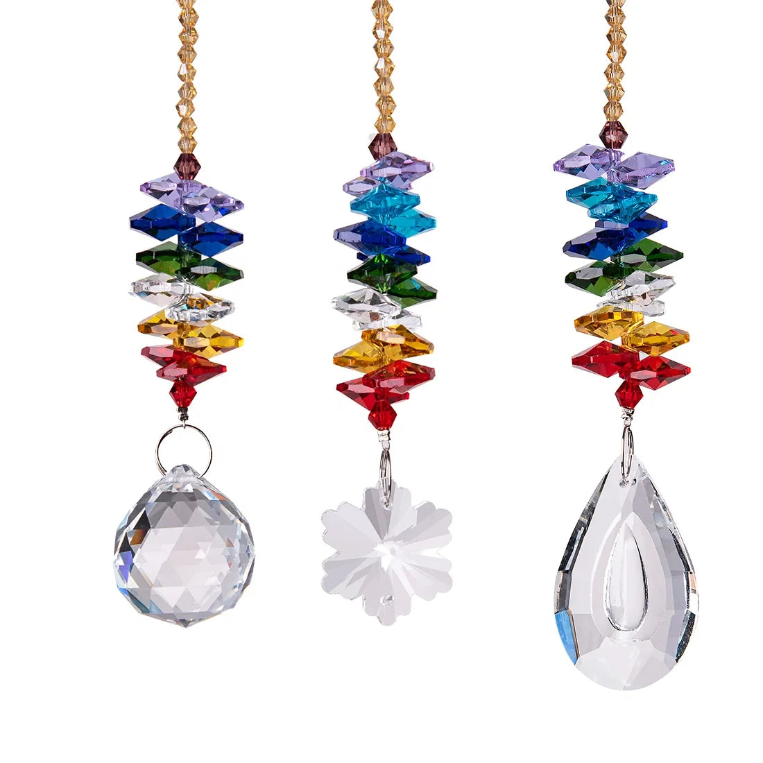 Colorful Crystals  Pendants Chandelier  Prisms Hanging Ornament Octogon Chakra for Home Office Garden Decoration