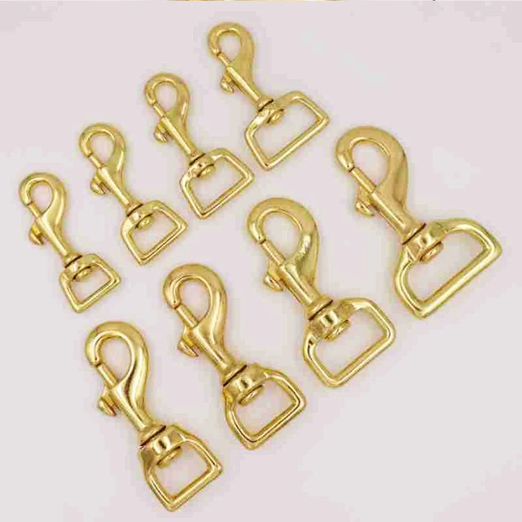 Hot Sale Solid Brass Snap Hook Various Sizes Leather Swivel Carabiner Brass Clasp Fastener Bag Hanger Trigger Hook Cheap Price