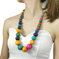 Ethnic Bohemian Statement Chunky Long Necklace Handmade String Big Wooden Beaded Necklace African Summer Jewelry Accessory