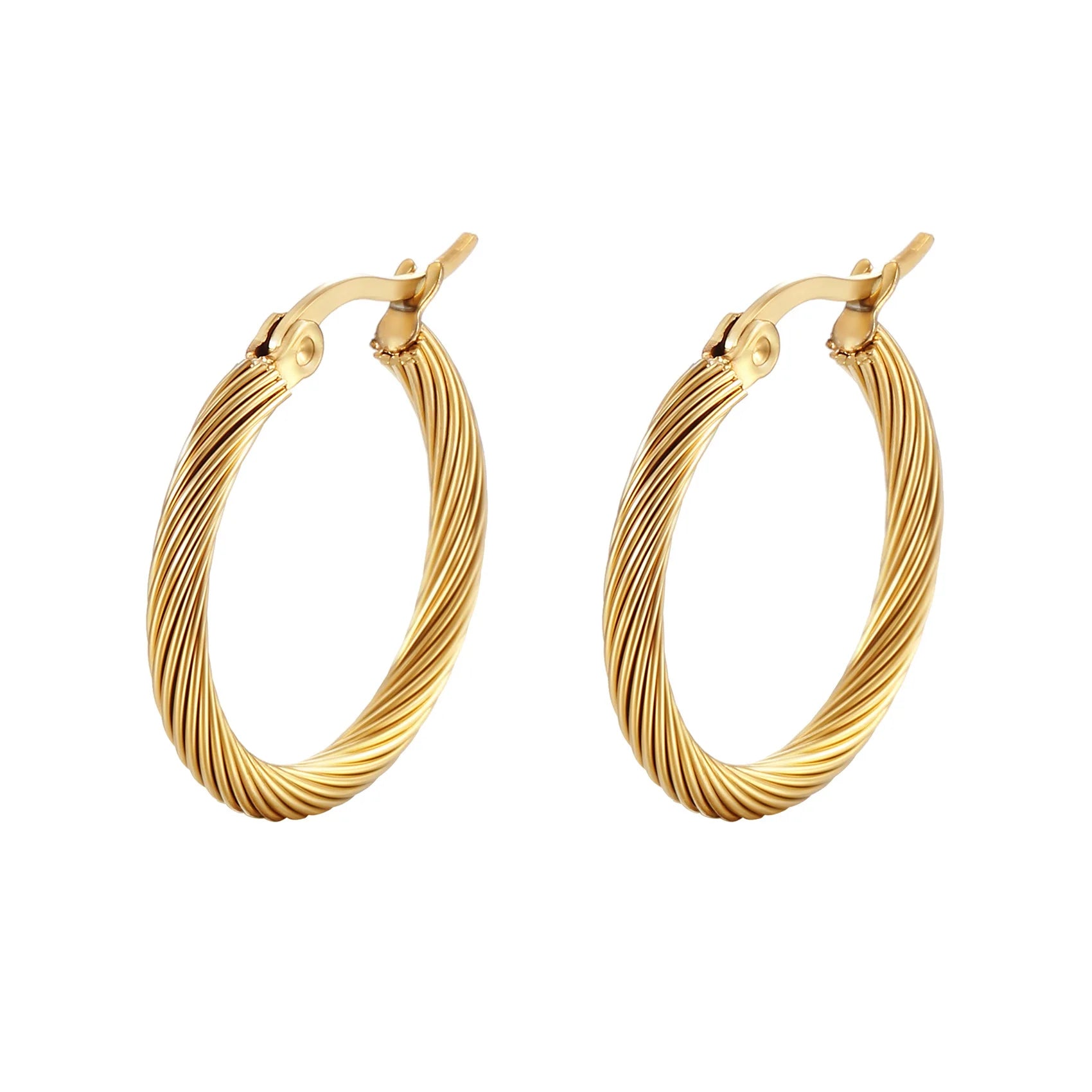 Wholesale Ins Stainless Steel Wire Hoop 23mm Gold Plated Earrings Jewelry for Women China Manufacturer Factory Supplier