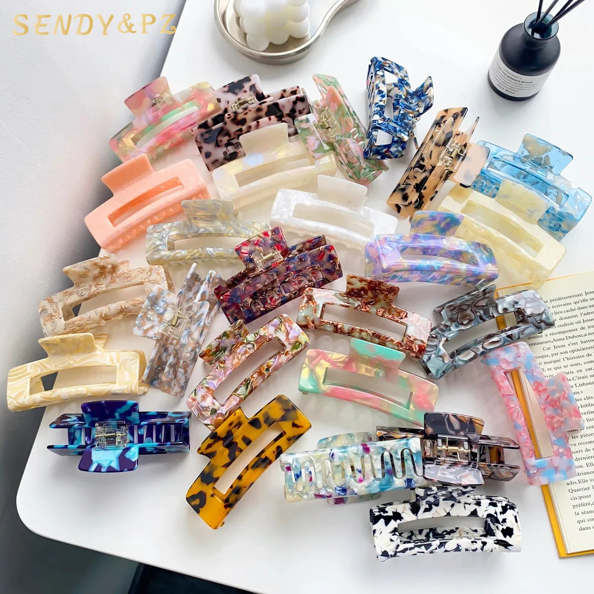 Hot Selling Rectangle Large 10.5cm Acetate Hair Claw Clips Tortoise Shell Strong Hold Hair Jaw Clips Accessories for Thick Hair