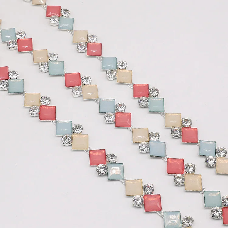 JFRC015 Custom Square Resin Chain Square Rhinestone Chain for Jewelry Making