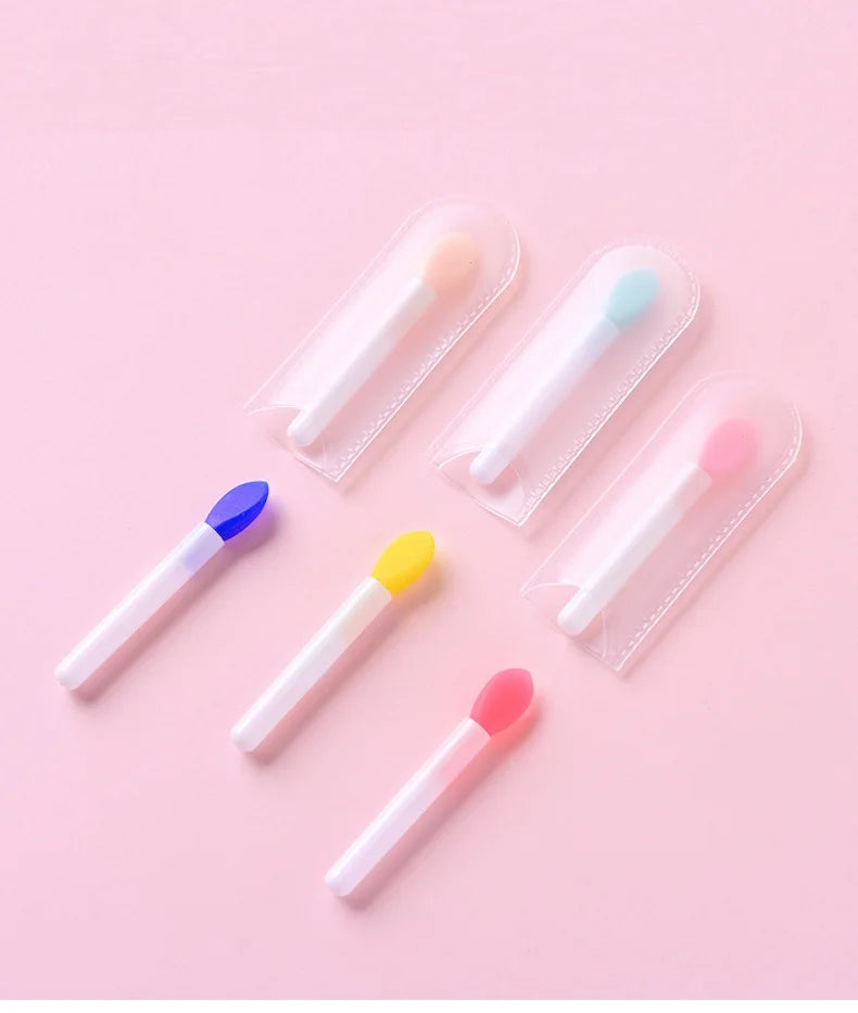 Mini Silicone Lip Gloss Balm Applicator Brush in NEW White Pink Red Blue Green-Individual Bag Packaging