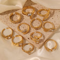 Ins Statement Wedding Zircon Ring Non Tarnish Stainless Steel Gold Plated Multicolor Zirconia Gemstone Open Rings for Women