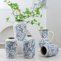 New Chinese Blue White Porcelain Ceramic Tabletop Vase Coastal Design Living Room Retro Ice Crack Ornaments High-grade Antique
