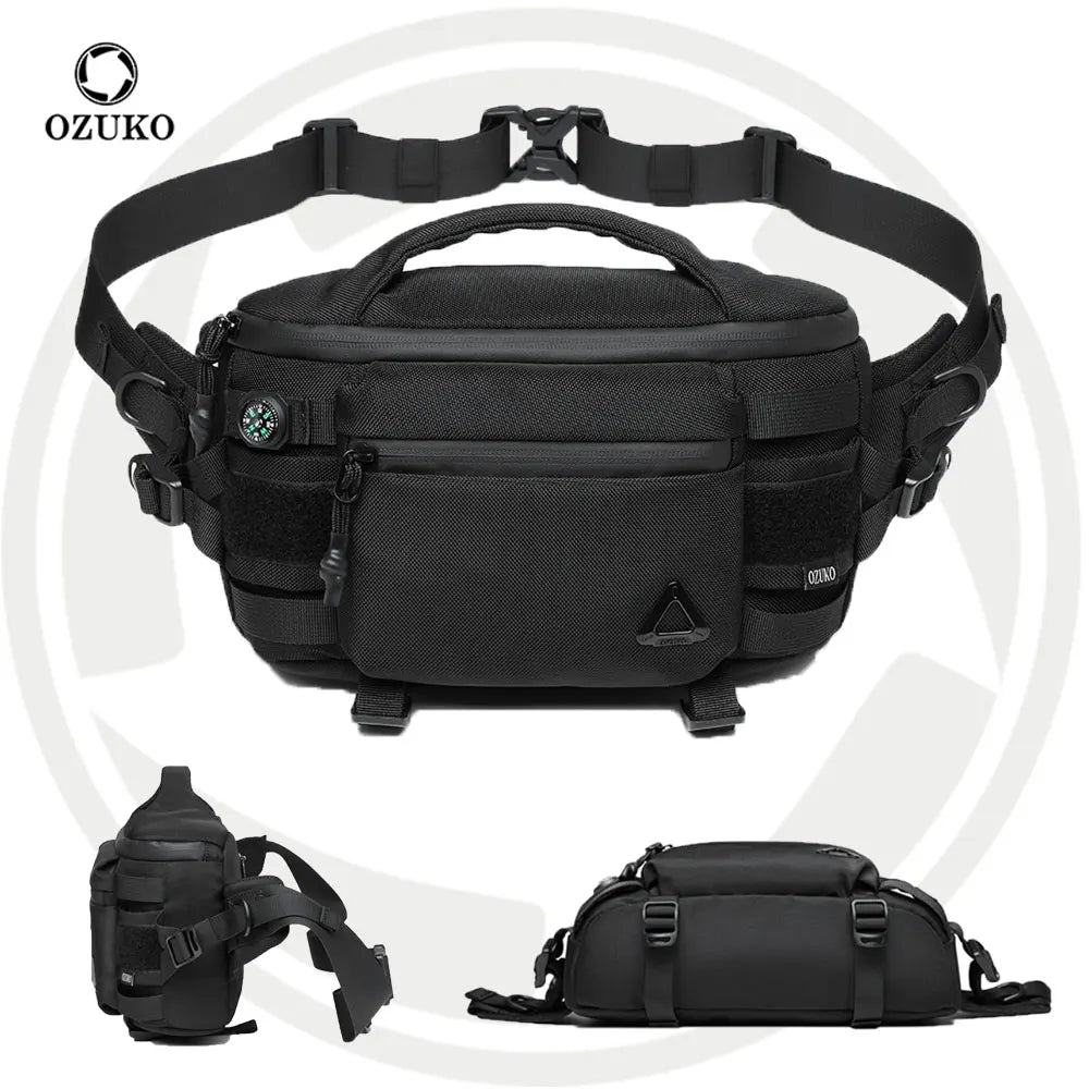 OZUKO 9778 Wholesale Sport Men Chest Bag for Men Outdoor Polyester Hiking Running Unisex Bumbag Waterproof Crossbody Fanny Pack