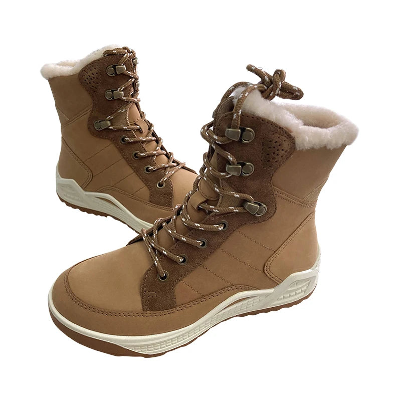 Sample Support Fur Ladies Warm Sheepskin Snow Boots Genuine Nubuck Leather Boots Winter Shearling Fur Snow Boots Women Shoes