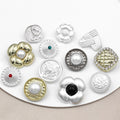RB036 Metal Sliver Crystal Rhinestone Buttons Decorative Silver Circle Diamond Button Diy Crafts for Garment Accessories