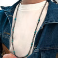 Western Bohemia Style 83+5cm CCB Navajo Beads Splice Synthetic Turquoise Long Necklace for Women Men Gift