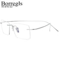 Borregls Sterling Silver S800 Glasses Frame Men Luxury High-Quality Rimless Frameless Eyeglasses Women Square Optical Eyewear