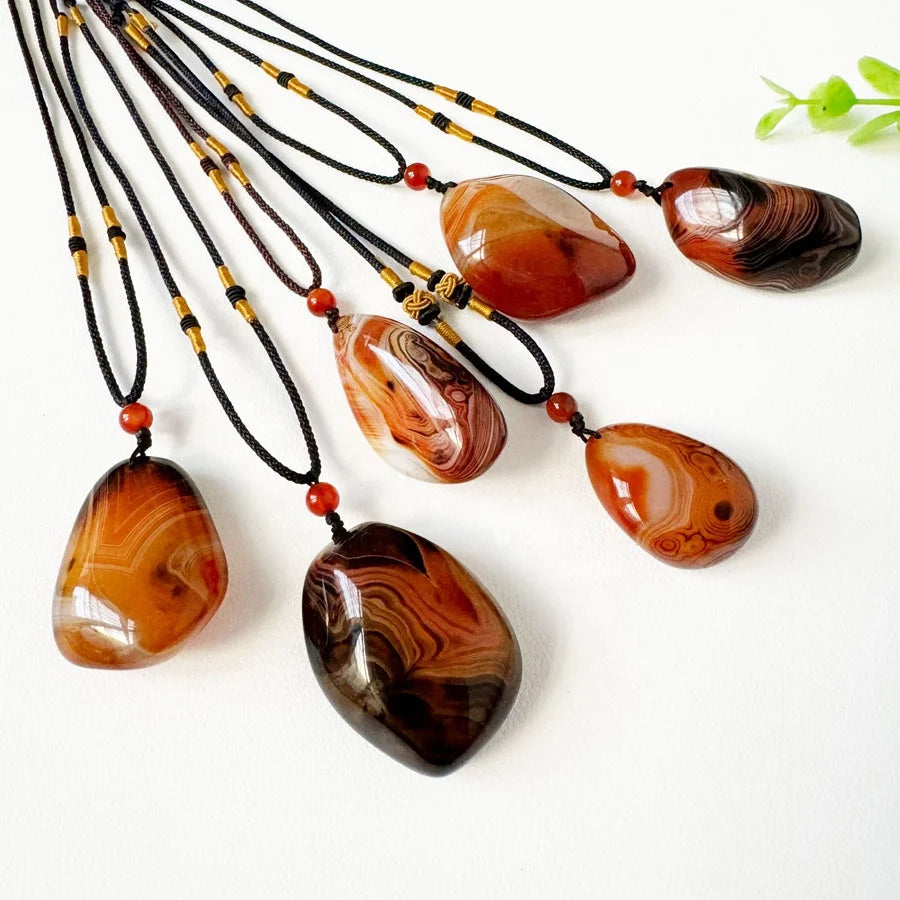 Irregular Shape Agate Stone Pendant Necklace Colorful Agate Necklace Jewelry for Gift