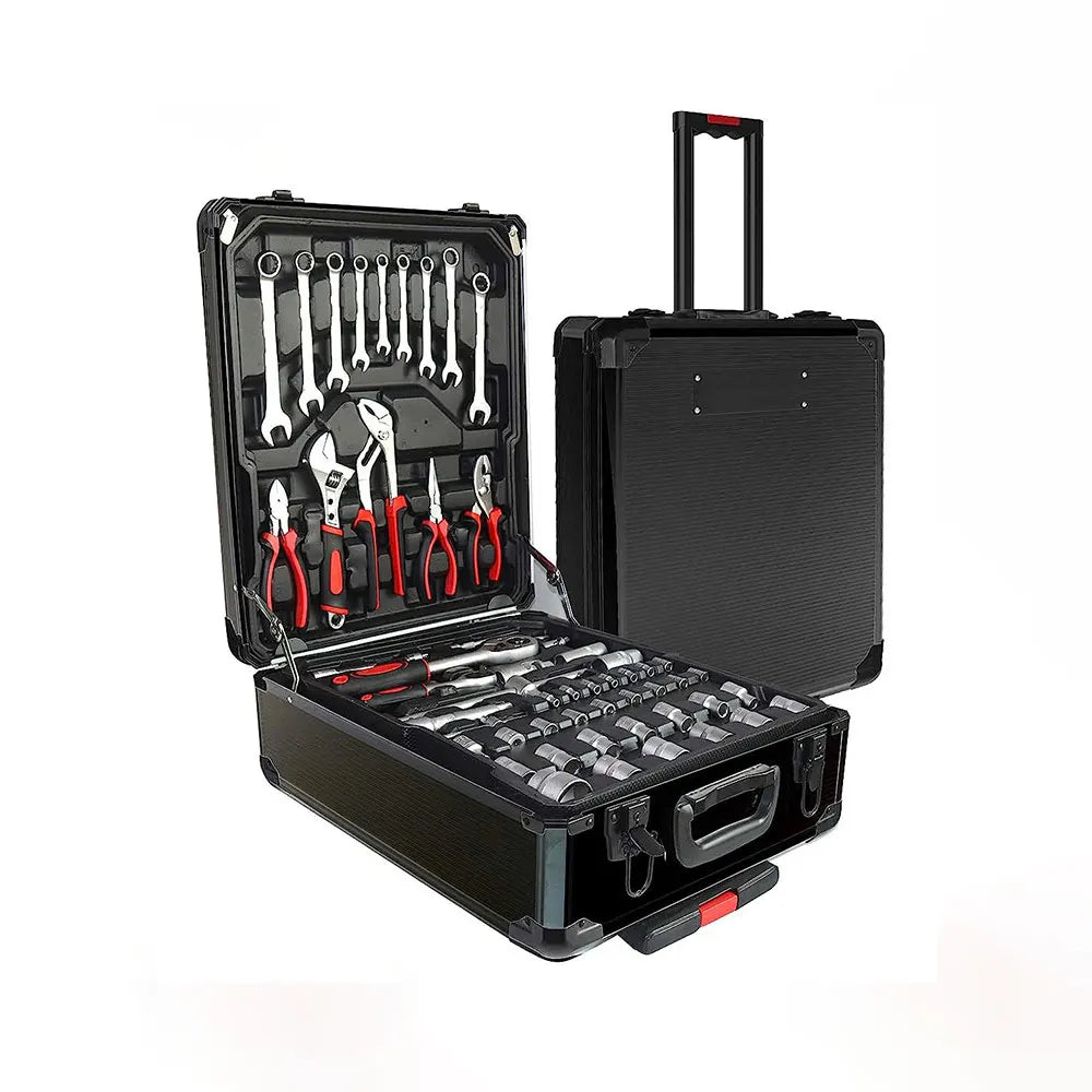 799pcs Aluminum Trolley Case Tool Set Silver House Hold Repair Hand Tool Set Kit Box Toolbox Combo Storage Case