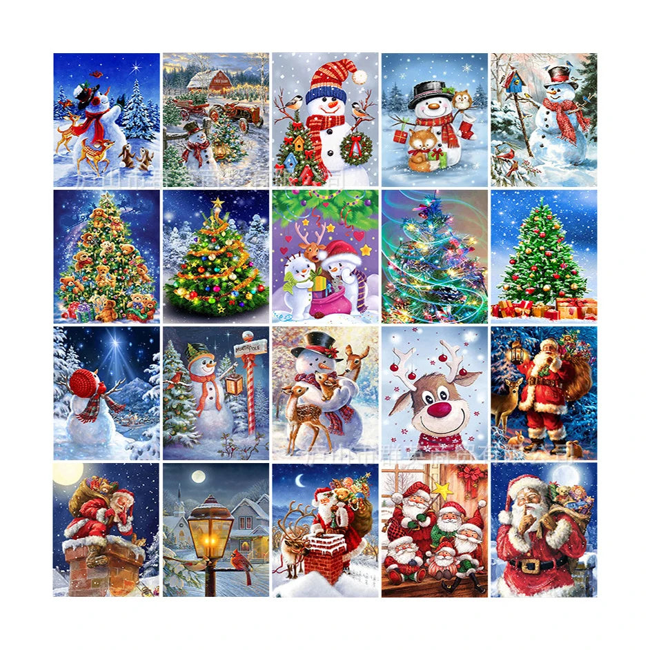 LS Full Round square 5D Diy Diamond Painting Christmas Art Snowman AB Rhinestone Canvas Print Diamond Embroidery