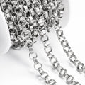 Detachable Stainless Steel Rolo Chain Round Ring Link Inclined Embossed Chain for Colorfast Permanent Bracelet Jewelry Making