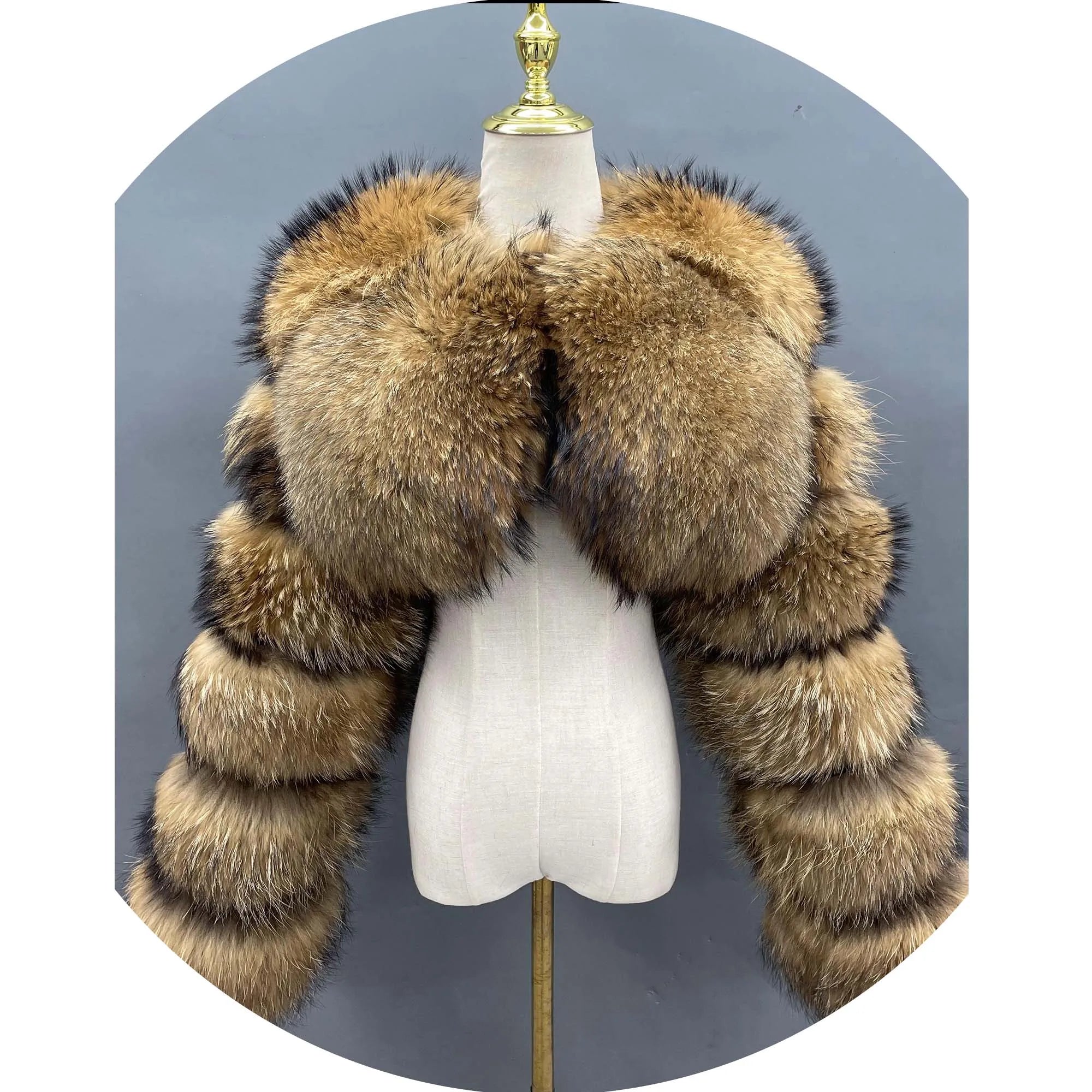 Women Real Fur Shawl Winter Warm Long Sleeve Short Coat Jacket Furry Thick Coat