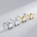 Star Zircon Earrings 925 Sterling Silver Claw Setting Zircon Pentagram Stud Earrings for Women