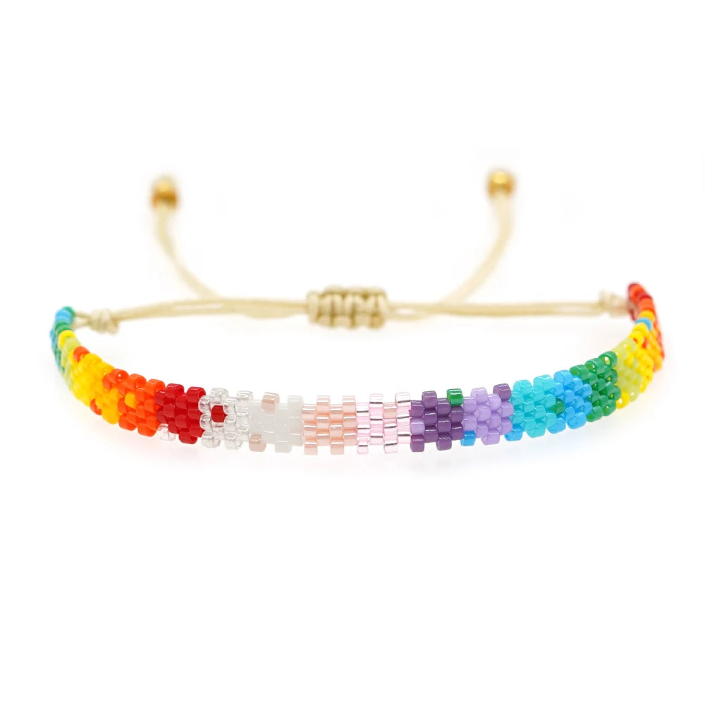 Go2boho Bohemian Fashionable Handmade Adjustable Colorful Beads Bracelet for Women Anniversary Jewelry