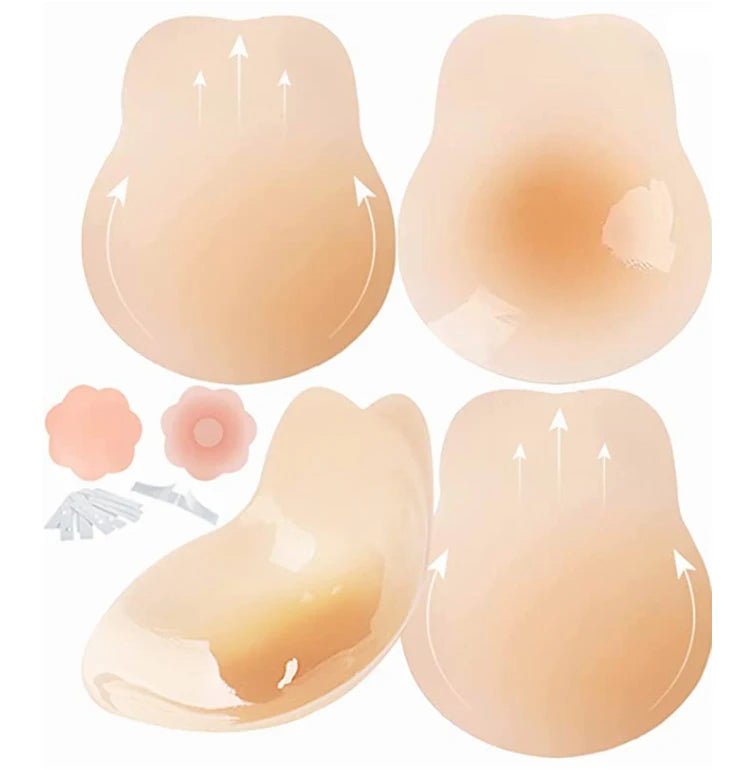 Sticky Bra Push up Adhesive Backless Strapless Bra for Women Reusable Silicone Nipple Covers Thin Sticky Lifting Nipple Pasties