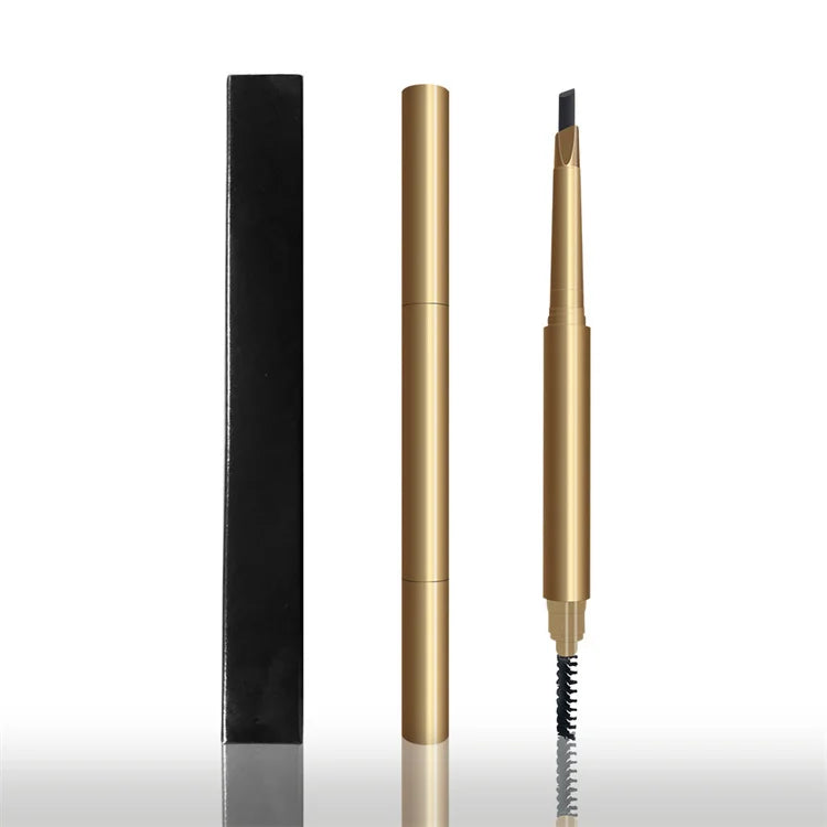 Gold Black Waterproof Pink Eyebrow Pencil Double Sided Custom Logo Private Label Eye Brow Highlighter Pencil With Spoolies