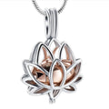 Lotus Ash Urn Pendant Necklace Stainless Steel Flower Memorial Cemetery Ashes Funeral Jewelry Keepsake Holder Cremation Ash Urn