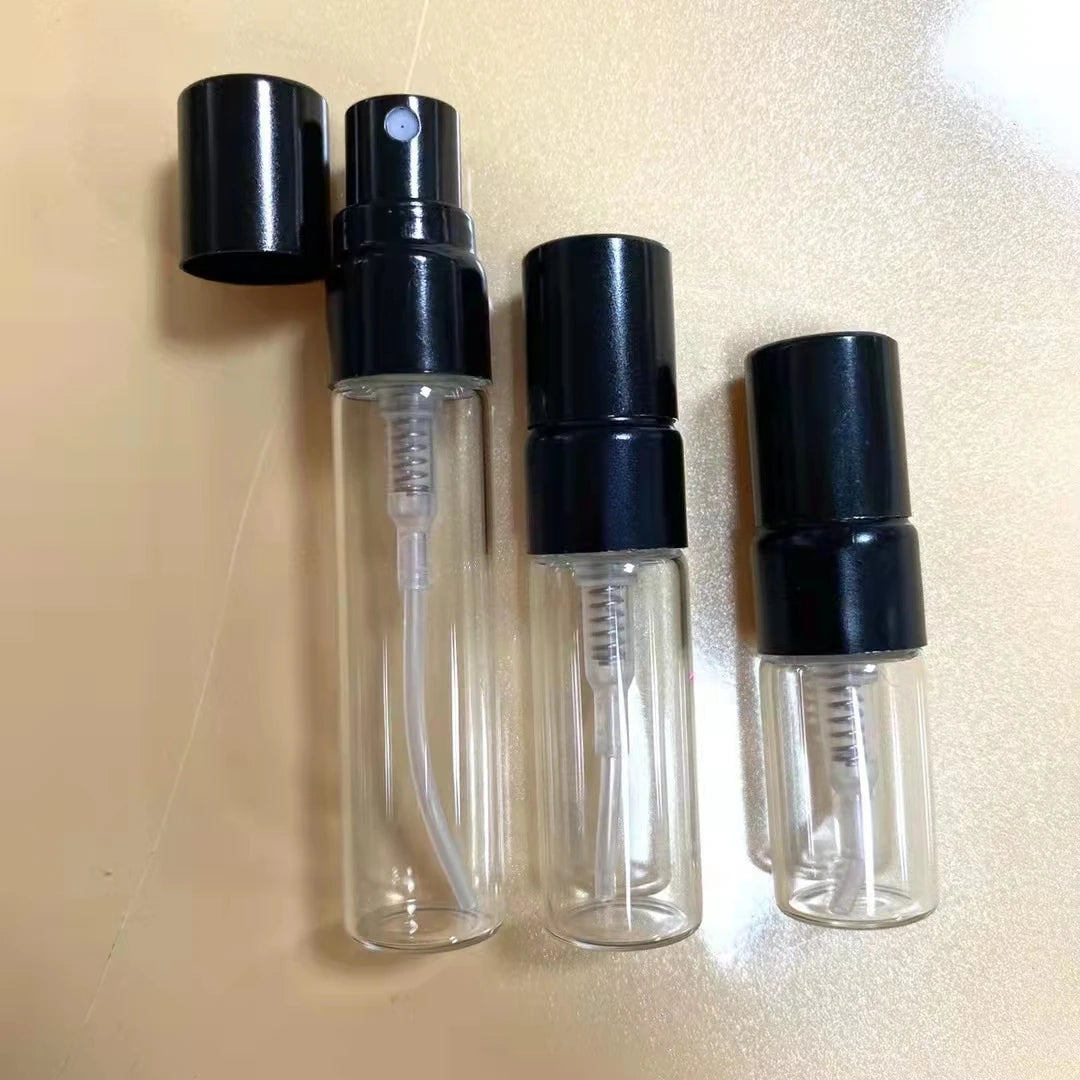 In Stock 2ml 3ml 5ml clear Glass Spray Perfume Bottle With With Black Atomizer Fine Mist Spray Pump