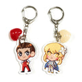 Kuien Wholesale Custom Printed Anime Cartoon Keychains Lovely Acrylic Clear Plastic Keychains Clasps Promotional Accessories