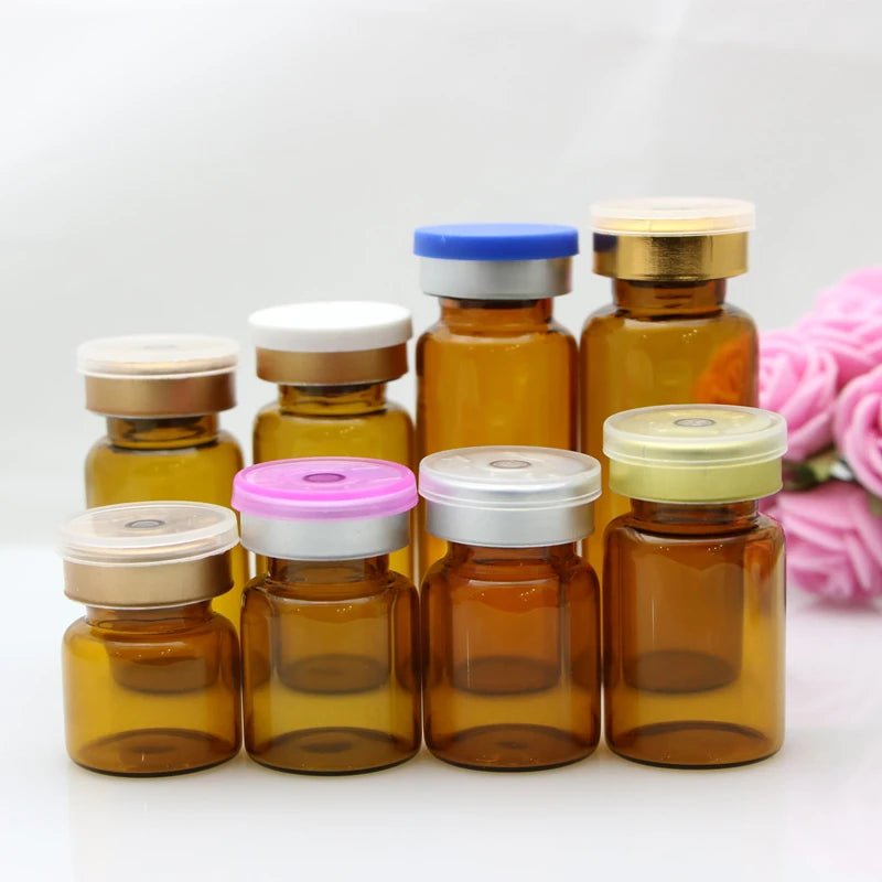 10ml Amber/Brown Injection Small Glass Vial With Cap 1/3oz Glass Bottle 10cc Glass Containers