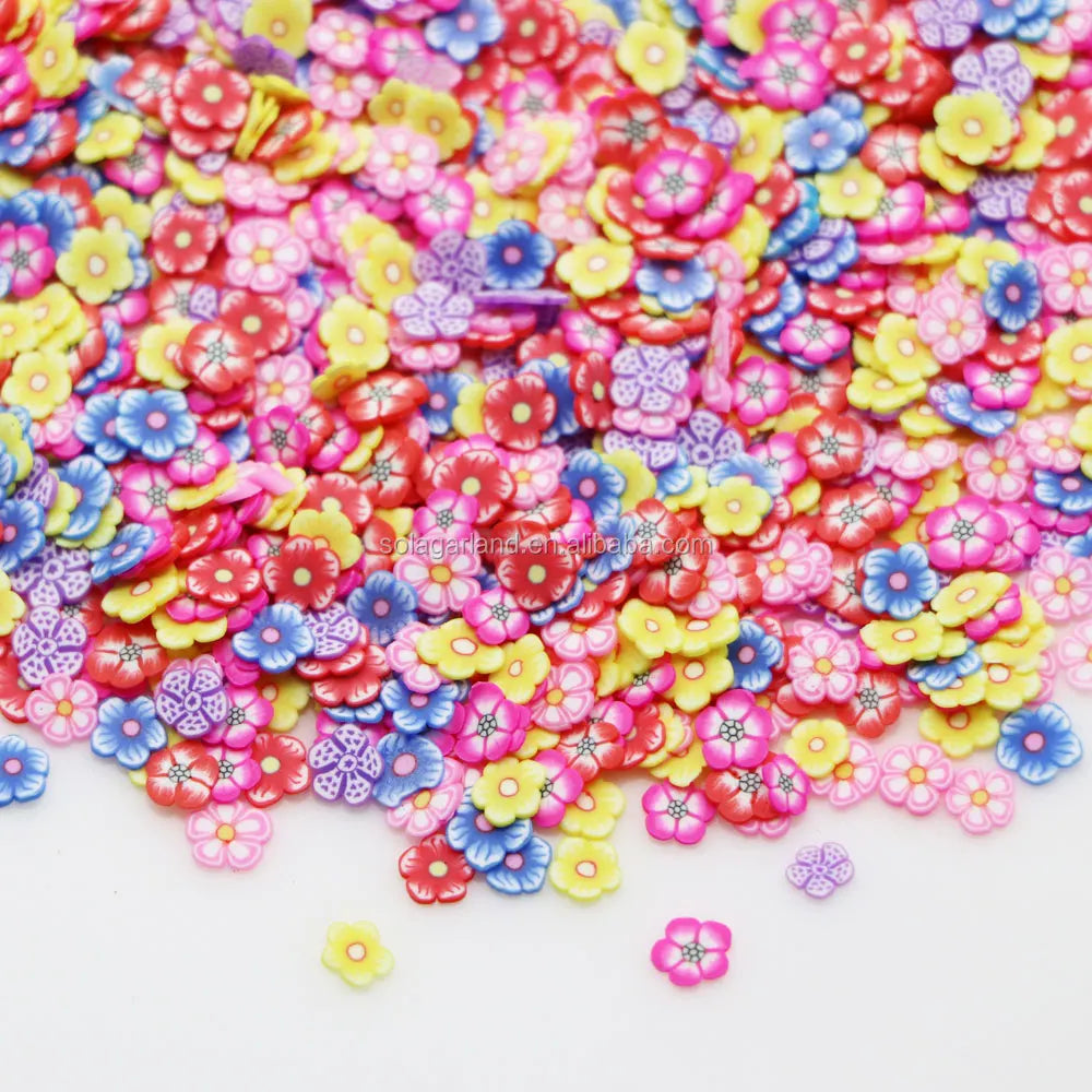 Hot Selling Polymer Clay Colorful Flower Sprinkle Cute Flower Slice for Crafts Making Phone Decor DIY Scrapbooking