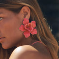 New ZA Smooth Metal Flower Drop Earrings for Women Holiday Party Jewelry Gifts Wholesale